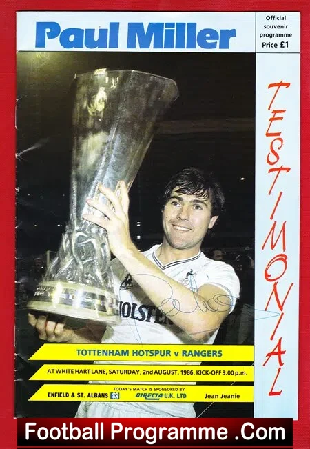 Paul Miller Testimonial Benefit Match Tottenham 1986 – Signed