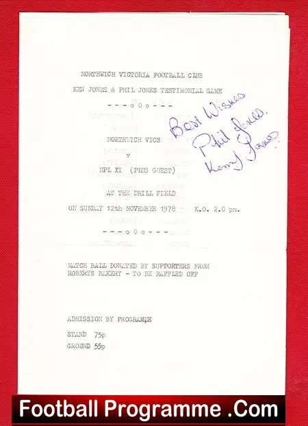 Phil Jones Testimonial Benefit Match Northwich Victoria Signed
