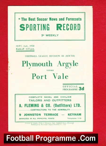 Plymouth Argyle v Port Vale 1950