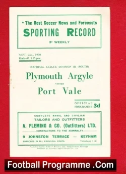 Plymouth Argyle v Port Vale 1950