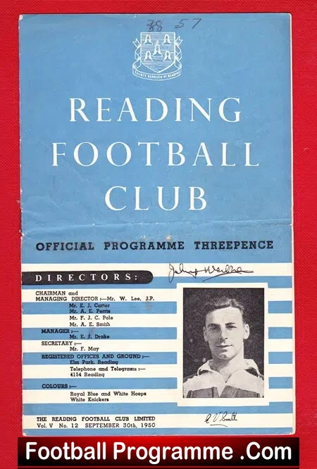 Reading v Northampton Town 1950 – Signed