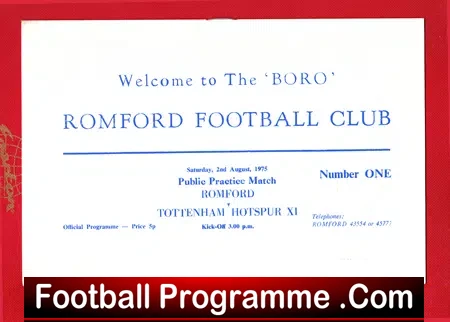 Romford v Tottenham 1975 – Public Practice Match