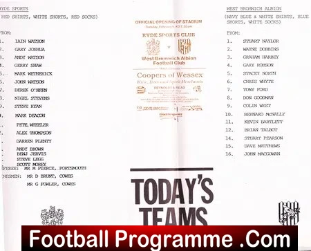 Ryde Sports v WBA 1989 - West Brom