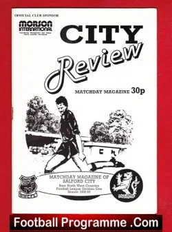 Salford City v Douglas High School Old Boys 1992 - Isle Of Man - football programme