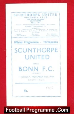 Scunthorpe United v Bonn 1960 – German Football Team German