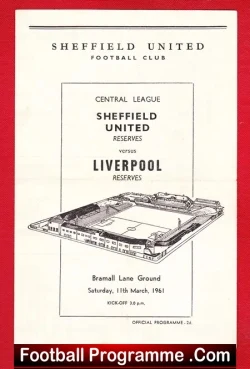 Sheffield United v Liverpool 1961 – Reserves Match
