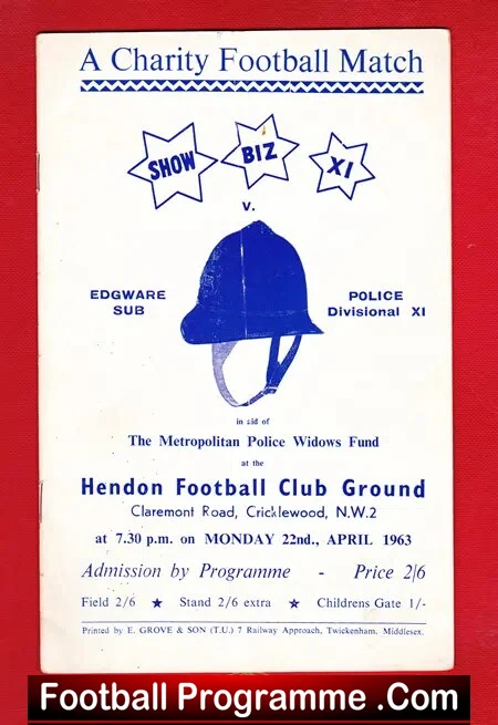 Show Biz v Metropolitan Police 1963 – at Hendon Sean Connery