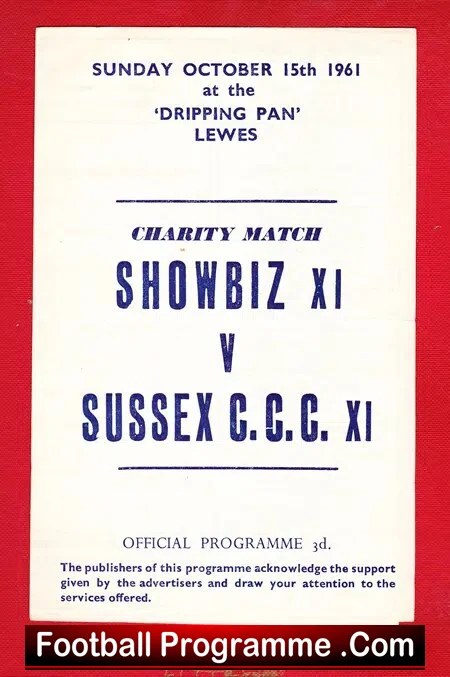 Showbiz v Sussex CCC 1961 – Charity Football Match Sean Connery
