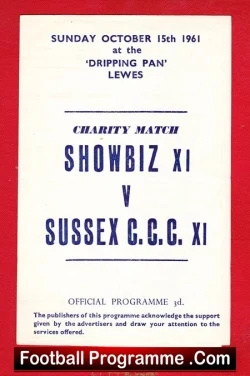 Showbiz v Sussex CCC 1961 – Charity Football Match Sean Connery