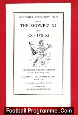 Showbiz v USA Army Vets 1963 - At Colchester - Sean Connery - football programme