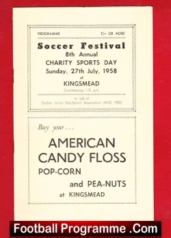 South Africa Durban Football Soccer Festival Kingsmead 1958