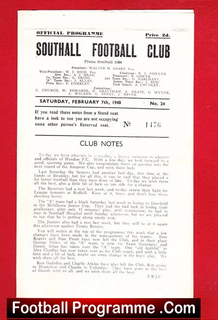 Southall v Hendon 1948