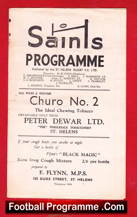 St Helens Rugby v Halifax 1960