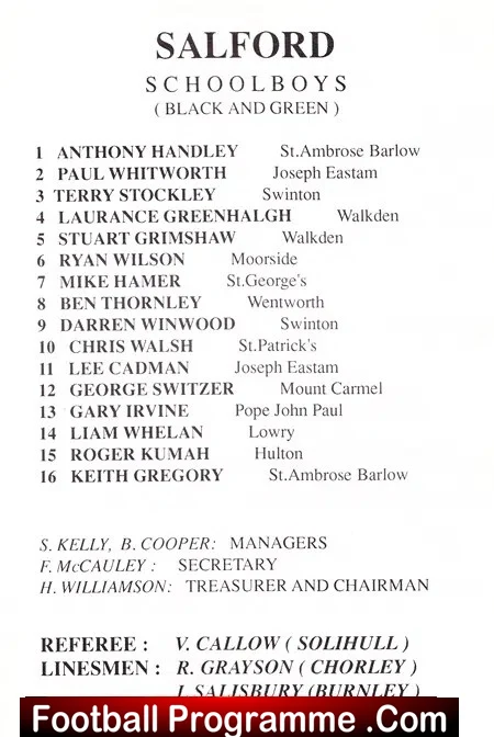 St Helens v Salford 1989 - Ryan Giggs Schoolboy Final