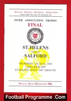St Helens v Salford 1989 - Ryan Giggs Schoolboy Final - football programme