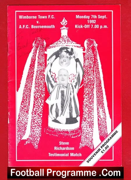 Steve Richardson Testimonial Benefit Match Wimborne Town Signed