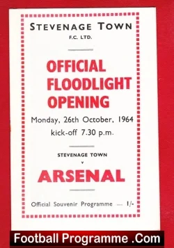 Stevenage Town v Arsenal 1964 - Floodlights Opening - football programme