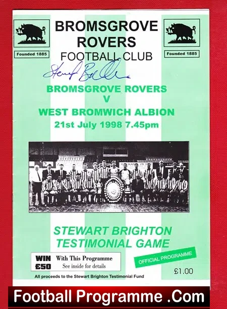 Stewart Brighton Testimonial Benefit Bromsgrove Rovers Signed