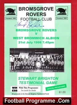 Stewart Brighton Testimonial Benefit Bromsgrove Rovers Signed