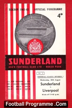 Sunderland v Liverpool 1961 - football programme