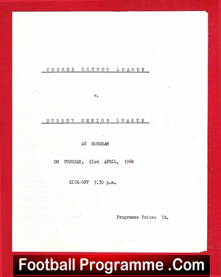 Sussex County League v Surrey Senior League 1968 – at Horsham