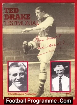 Ted Drake Testimonial Benefit Match Arsenal Fulham 1979 - Signed - football programme