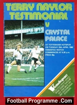 Terry Naylor Testimonial Benefit Match Tottenham 1980 – Signed