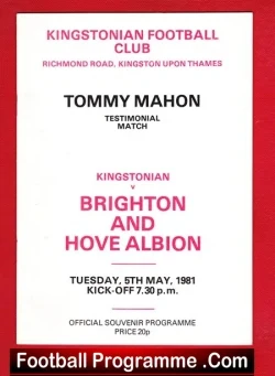 Tommy Mahon Testimonial Benefit Match Kingstonian 1981