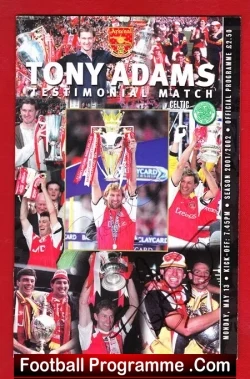 Tony Adams Testimonial Benefit Match Arsenal 2002 - Signed - football programme