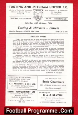 Tooting Mitcham v Enfield 1964 – Senior Section Isthmian League