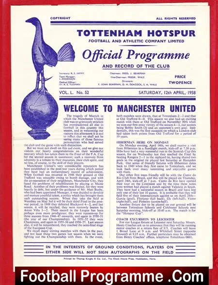 Tottenham Hotspur v Manchester United 1958 – Man Utd 58