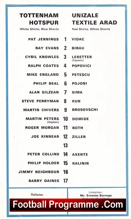 Tottenham Hotspur v Unizale Textile Ard 1972 - UEFA Cup