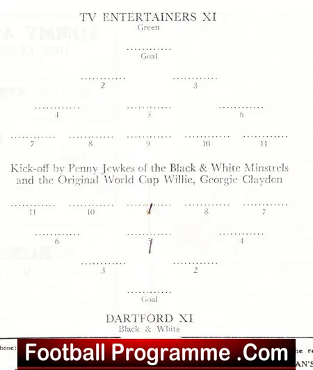 TV Entertainers v Dartford 1967 - Charity Match + Craig Douglas