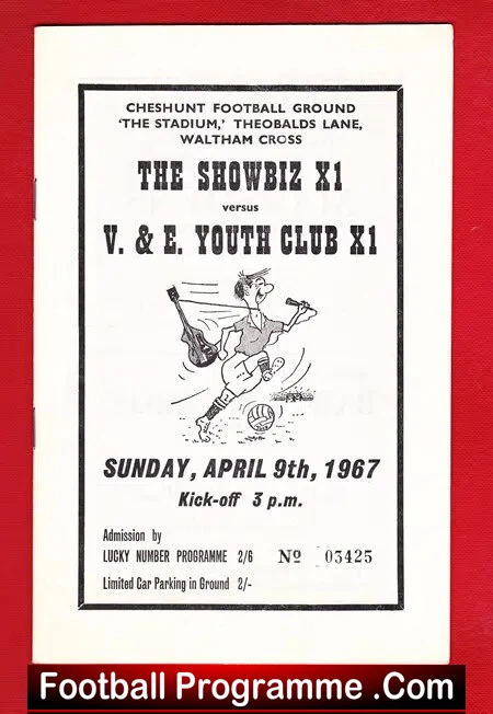 V E Youth Club v Showbiz XI 1967 – at Cheshunt – Sean Connery