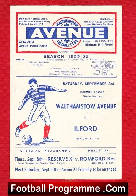 Walthamstow Avenue v Ilford 1955