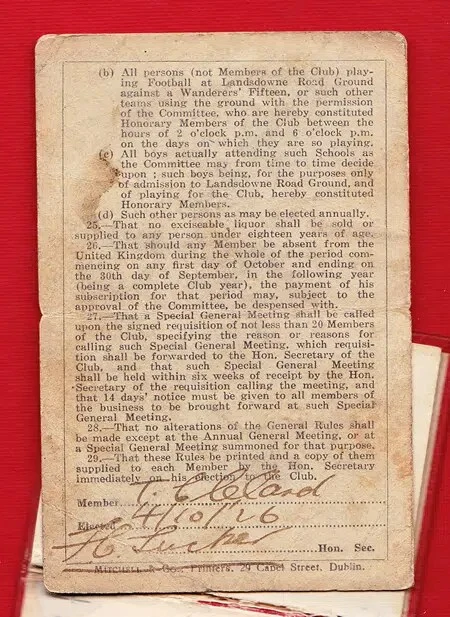 Wanderers Rugby Football Club Dublin Ireland Season Book 1927/28