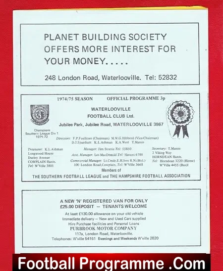Waterlooville v Canterbury 1975 – Southern League