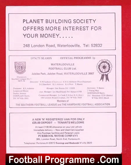 Waterlooville v Poole Town 1975 – Southern League