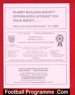 Waterlooville v Poole Town 1975 - Southern League - football programme