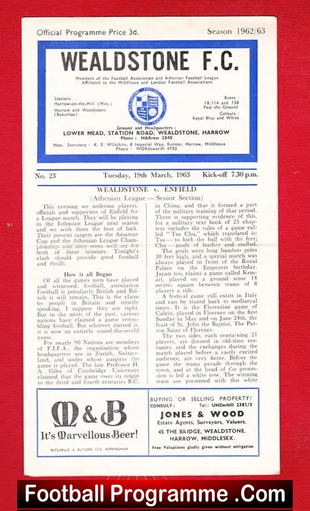 Wealdstone v Enfield 1963