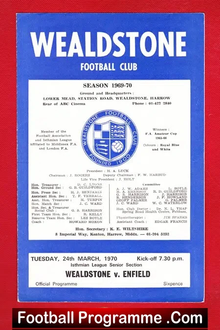 Wealdstone v Enfield 1970