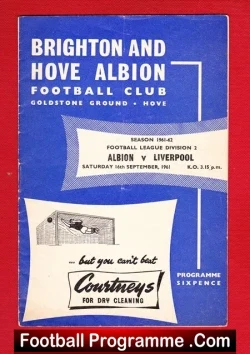 West Bromwich Albion v Liverpool 1961 - football programme