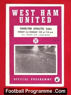 West Ham United v Charlton Athletic 1959 – Youth Cup Bobby Moore