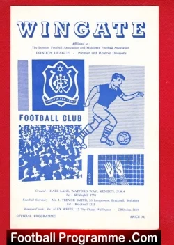 Wingate v Tilbury 1960 – London League