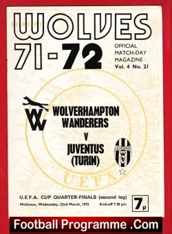 Wolves Wolverhampton v Juventus 1972 – UEFA Cup QF