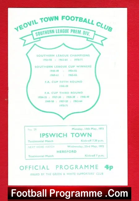 Yeovil Town v Ipswich Town 1973