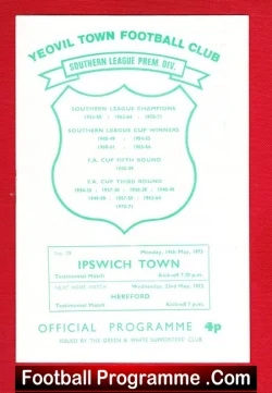 Yeovil Town v Ipswich Town 1973