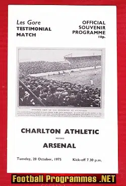 Les Gore Testimonial Benefit Game Charlton Athletic 1975
