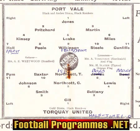 Port Vale v Torquay United 1958