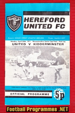 Hereford United v Kidderminster 1971 Worcester Senior Cup Final